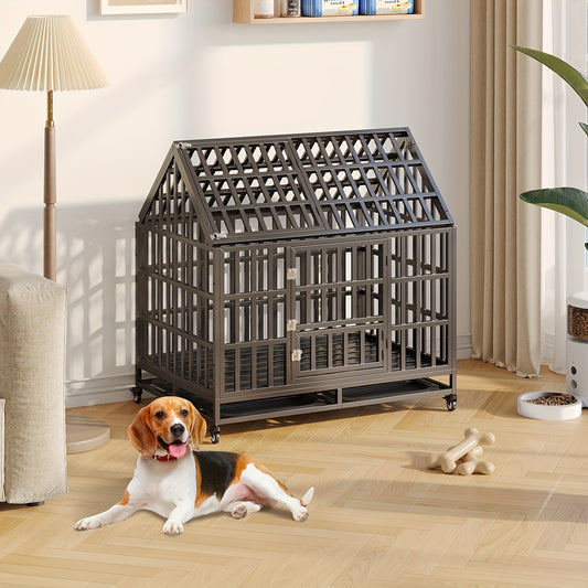 Heavy-Duty Dog Crate With Roof - Secure Pet Cage For Indoor And Outdoor Use