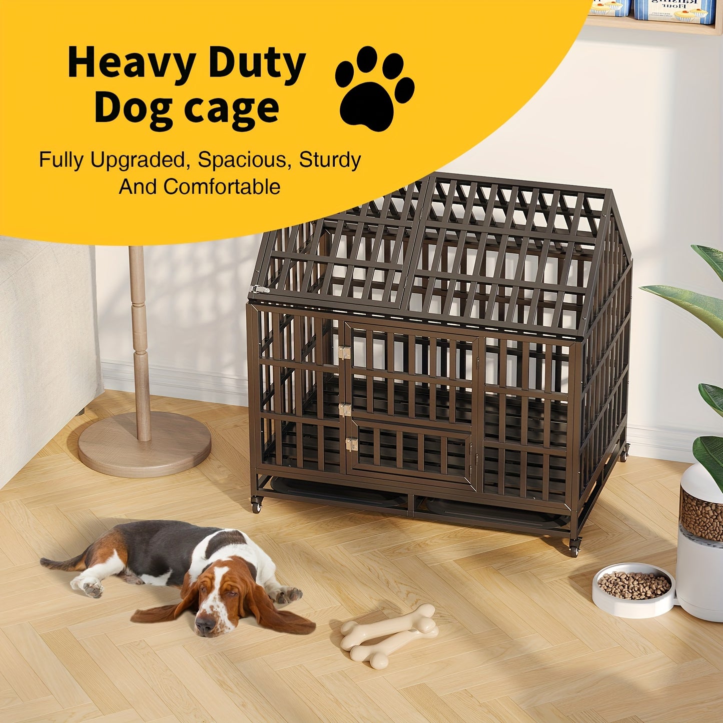 Heavy-Duty Dog Crate With Roof - Secure Pet Cage For Indoor And Outdoor Use