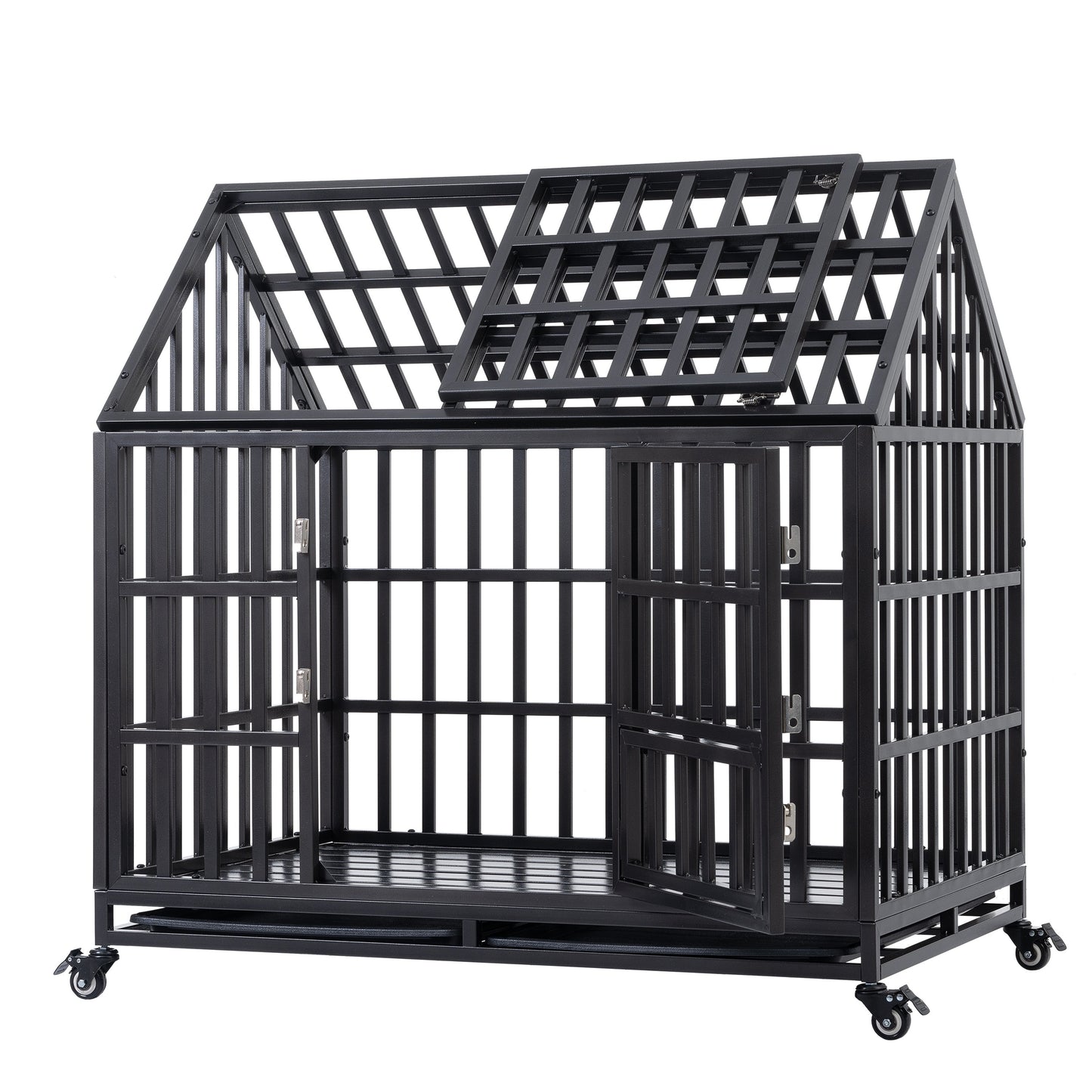 Heavy-Duty Dog Crate With Roof - Secure Pet Cage For Indoor And Outdoor Use