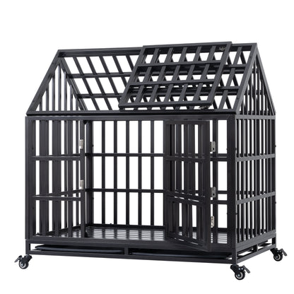 Heavy-Duty Dog Crate With Roof - Secure Pet Cage For Indoor And Outdoor Use