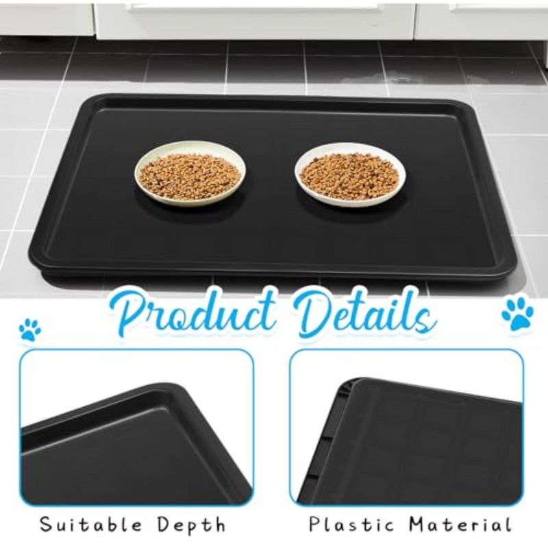 4pcs Heavy-Duty Black Plastic Dog Crate Tray Replacement Floor Liners - 27"x20.5" Spill-Proof Kennel Pan with Raised Edges, Durable Cage Accessories for Large Dogs, Cats, Rabbits, Training Cages, Food & Water Bowls Holders, E