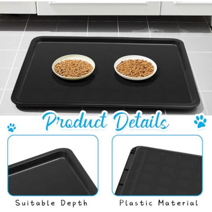 4pcs Heavy-Duty Black Plastic Dog Crate Tray Replacement Floor Liners - 27"x20.5" Spill-Proof Kennel Pan with Raised Edges, Durable Cage Accessories for Large Dogs, Cats, Rabbits, Training Cages, Food & Water Bowls Holders, E