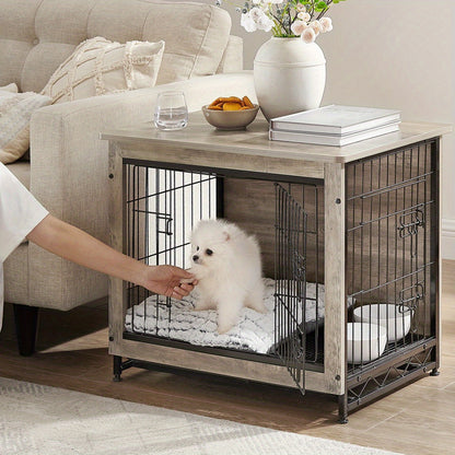 [Modern Dog Crate Furniture] Modern Heavy-Duty Dog Crate Furniture - 27.2" Side End Table for Dogs Up to 30 lbs, Double-Door Kennel with Removable Tray, Multi-Purpose Pet Cage & House