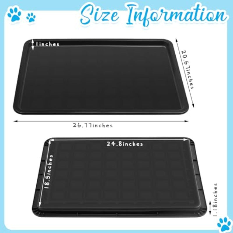 4pcs Heavy-Duty Black Plastic Dog Crate Tray Replacement Floor Liners - 27"x20.5" Spill-Proof Kennel Pan with Raised Edges, Durable Cage Accessories for Large Dogs, Cats, Rabbits, Training Cages, Food & Water Bowls Holders, E