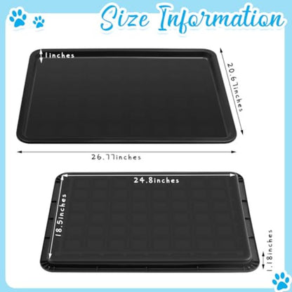 4pcs Heavy-Duty Black Plastic Dog Crate Tray Replacement Floor Liners - 27"x20.5" Spill-Proof Kennel Pan with Raised Edges, Durable Cage Accessories for Large Dogs, Cats, Rabbits, Training Cages, Food & Water Bowls Holders, E