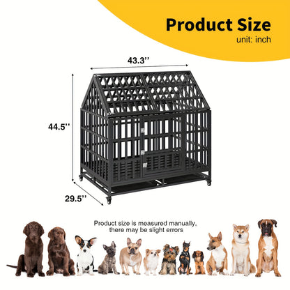Heavy-Duty Dog Crate With Roof - Secure Pet Cage For Indoor And Outdoor Use