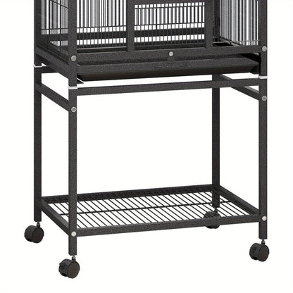 1pc YINTATECH Metal Large Bird Cage for Parrot, Cockatiel, Parakeet, Pigeon - 53" Durable Metal Pet Cage with 4 Feeders, 2 Perches, 2 Safe Door Locks - Suitable for Small and Medium Birds - No Electricity Needed