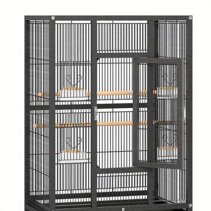 1pc YINTATECH Metal Large Bird Cage for Parrot, Cockatiel, Parakeet, Pigeon - 53" Durable Metal Pet Cage with 4 Feeders, 2 Perches, 2 Safe Door Locks - Suitable for Small and Medium Birds - No Electricity Needed