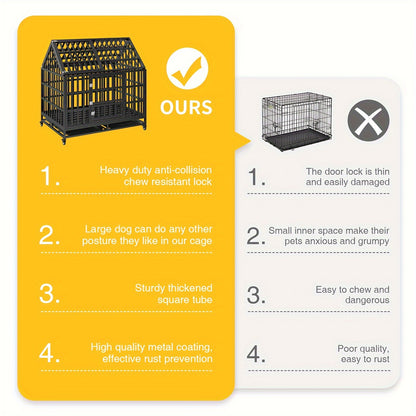 Heavy-Duty Dog Crate With Roof - Secure Pet Cage For Indoor And Outdoor Use