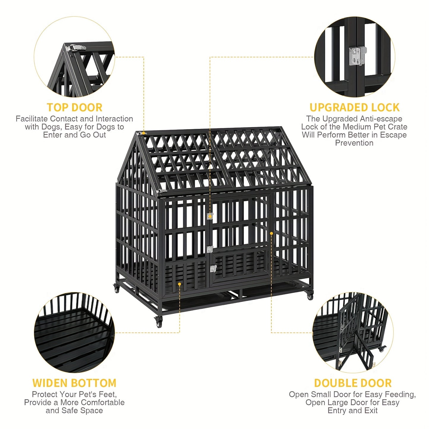 Heavy-Duty Dog Crate With Roof - Secure Pet Cage For Indoor And Outdoor Use