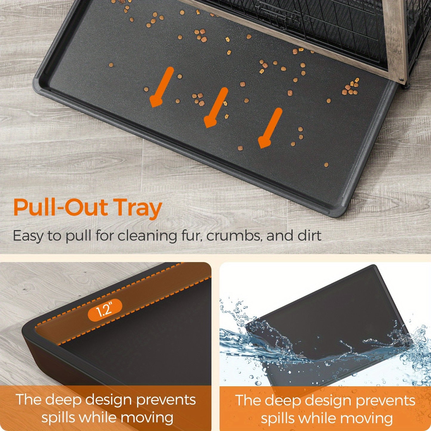 [Modern Dog Crate Furniture] Modern Heavy-Duty Dog Crate Furniture - 27.2" Side End Table for Dogs Up to 30 lbs, Double-Door Kennel with Removable Tray, Multi-Purpose Pet Cage & House