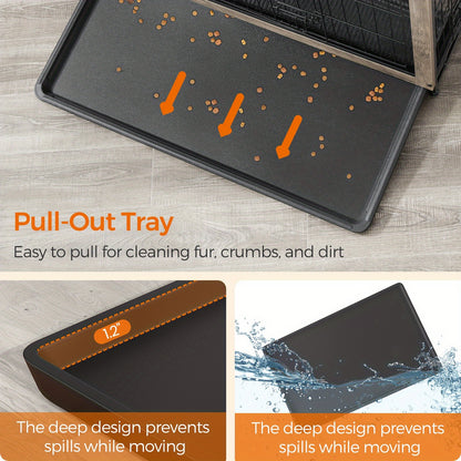 [Modern Dog Crate Furniture] Modern Heavy-Duty Dog Crate Furniture - 27.2" Side End Table for Dogs Up to 30 lbs, Double-Door Kennel with Removable Tray, Multi-Purpose Pet Cage & House