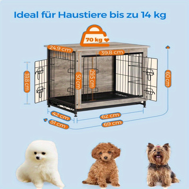 [Modern Dog Crate Furniture] Modern Heavy-Duty Dog Crate Furniture - 27.2" Side End Table for Dogs Up to 30 lbs, Double-Door Kennel with Removable Tray, Multi-Purpose Pet Cage & House