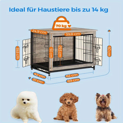 [Modern Dog Crate Furniture] Modern Heavy-Duty Dog Crate Furniture - 27.2" Side End Table for Dogs Up to 30 lbs, Double-Door Kennel with Removable Tray, Multi-Purpose Pet Cage & House