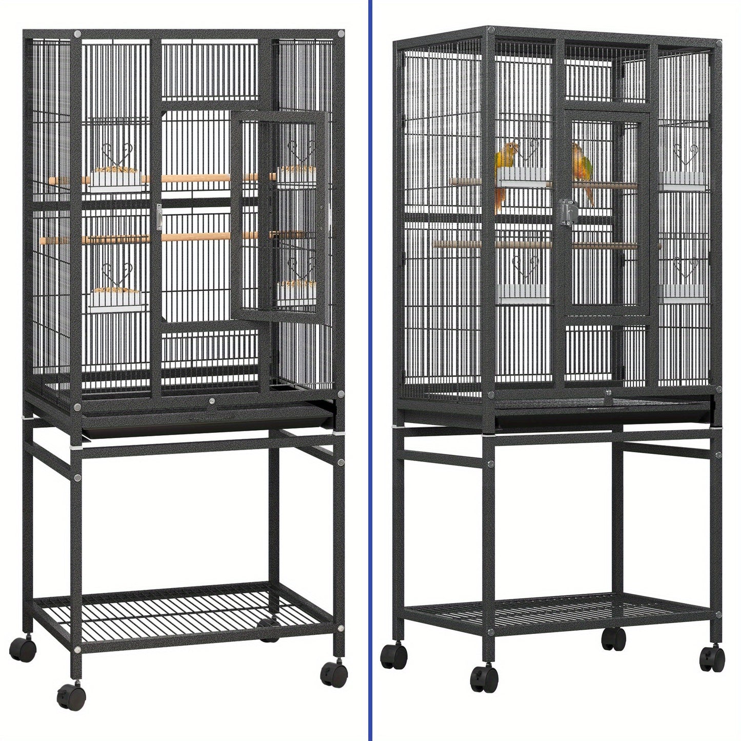 1pc YINTATECH Metal Large Bird Cage for Parrot, Cockatiel, Parakeet, Pigeon - 53" Durable Metal Pet Cage with 4 Feeders, 2 Perches, 2 Safe Door Locks - Suitable for Small and Medium Birds - No Electricity Needed