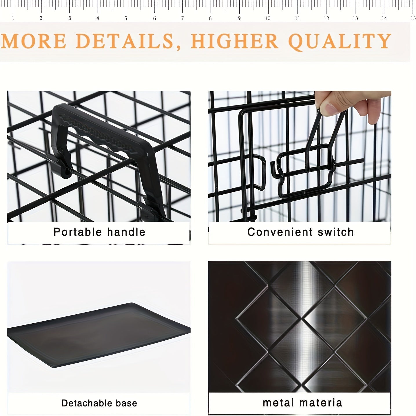 42/48 inch Double Door Folding Metal Dog Crate Dog Cage with Dividers And Leak-Proof Tray Metal Crate for Puppy to Medium to Large Dogs, with Removable Tray Wire Dog Kennel Portable Indoor Outdoor Pet Cage