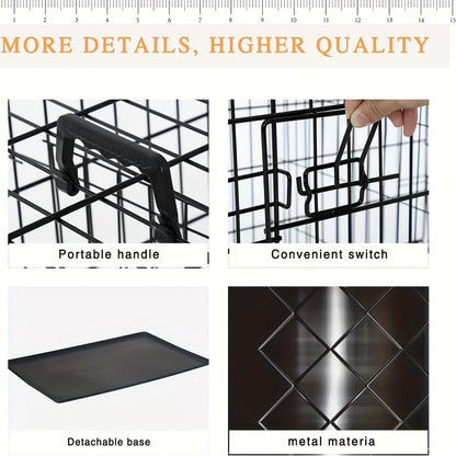 42/48 inch Double Door Folding Metal Dog Crate Dog Cage with Dividers And Leak-Proof Tray Metal Crate for Puppy to Medium to Large Dogs, with Removable Tray Wire Dog Kennel Portable Indoor Outdoor Pet Cage