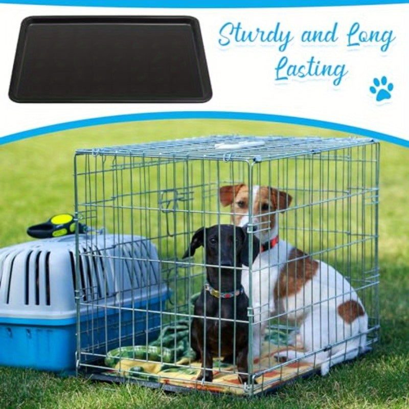 4pcs Heavy-Duty Black Plastic Dog Crate Tray Replacement Floor Liners - 27"x20.5" Spill-Proof Kennel Pan with Raised Edges, Durable Cage Accessories for Large Dogs, Cats, Rabbits, Training Cages, Food & Water Bowls Holders, E