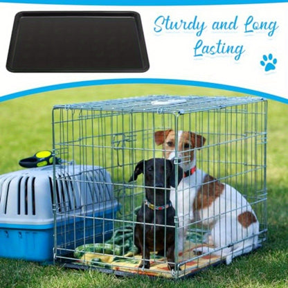 4pcs Heavy-Duty Black Plastic Dog Crate Tray Replacement Floor Liners - 27"x20.5" Spill-Proof Kennel Pan with Raised Edges, Durable Cage Accessories for Large Dogs, Cats, Rabbits, Training Cages, Food & Water Bowls Holders, E