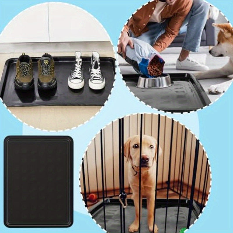 4pcs Heavy-Duty Black Plastic Dog Crate Tray Replacement Floor Liners - 27"x20.5" Spill-Proof Kennel Pan with Raised Edges, Durable Cage Accessories for Large Dogs, Cats, Rabbits, Training Cages, Food & Water Bowls Holders, E
