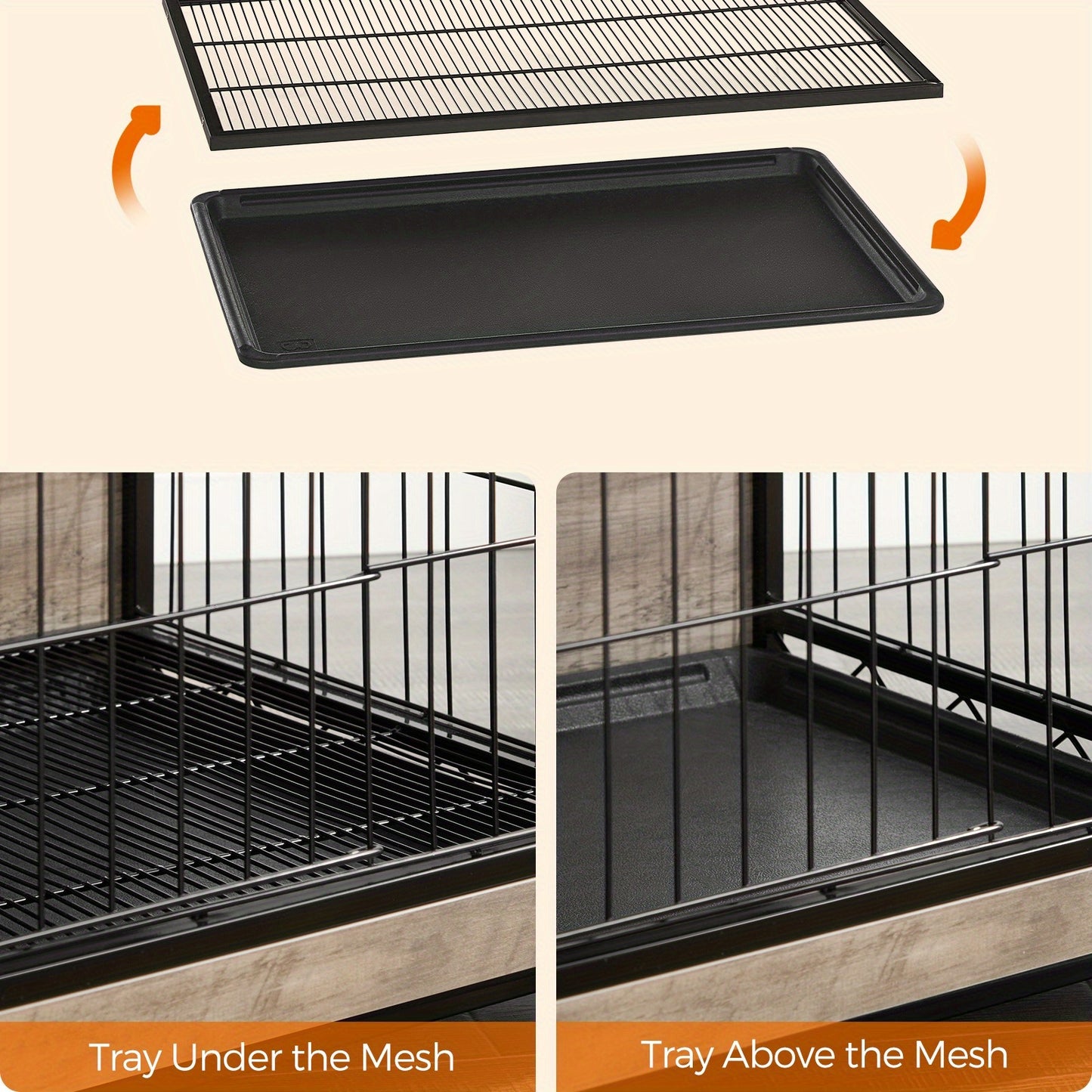 [Modern Dog Crate Furniture] Modern Heavy-Duty Dog Crate Furniture - 27.2" Side End Table for Dogs Up to 30 lbs, Double-Door Kennel with Removable Tray, Multi-Purpose Pet Cage & House