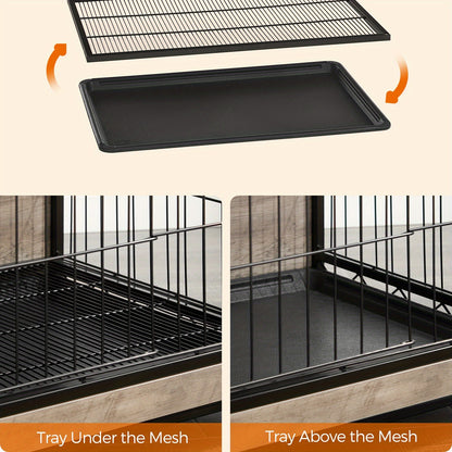 [Modern Dog Crate Furniture] Modern Heavy-Duty Dog Crate Furniture - 27.2" Side End Table for Dogs Up to 30 lbs, Double-Door Kennel with Removable Tray, Multi-Purpose Pet Cage & House