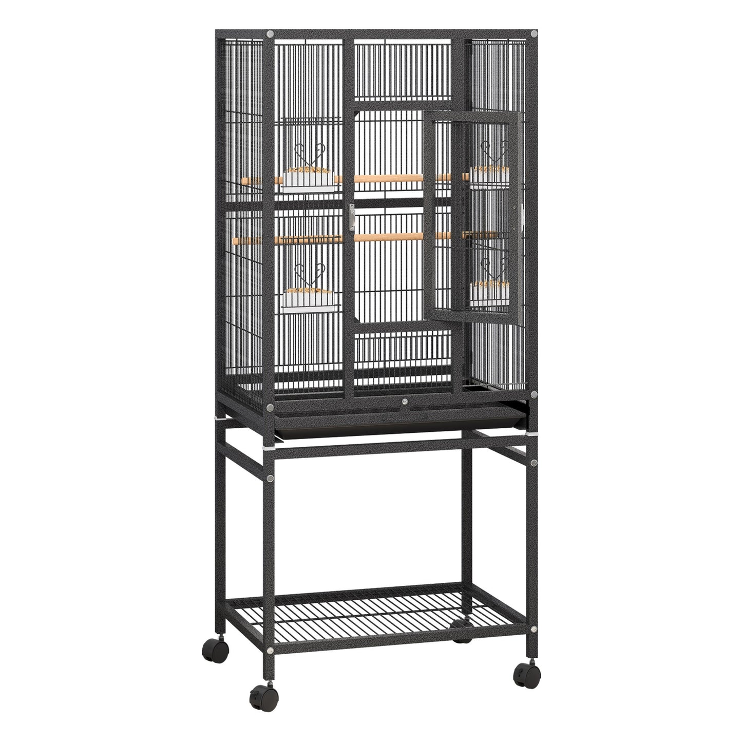 1pc YINTATECH Metal Large Bird Cage for Parrot, Cockatiel, Parakeet, Pigeon - 53" Durable Metal Pet Cage with 4 Feeders, 2 Perches, 2 Safe Door Locks - Suitable for Small and Medium Birds - No Electricity Needed