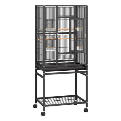 1pc YINTATECH Metal Large Bird Cage for Parrot, Cockatiel, Parakeet, Pigeon - 53" Durable Metal Pet Cage with 4 Feeders, 2 Perches, 2 Safe Door Locks - Suitable for Small and Medium Birds - No Electricity Needed