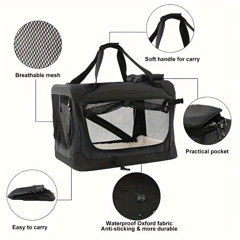 1pc Outdoor Travel Pet Cage, Portable Pet Bag, Portable Car Folding Pet Bag, Cats & Dogs Universal