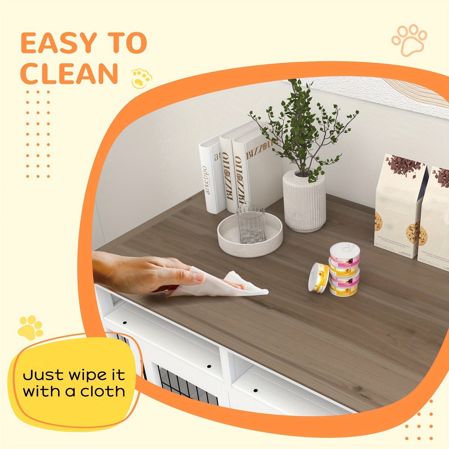 [PAWHUT Wooden Dog Crate] White Wooden PAWHUT Dog Crate Furniture - Decorative Dog Kennel for Medium Dogs - Indoor Pet Cage with Storage Shelves