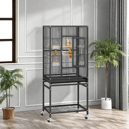 1pc YINTATECH Metal Large Bird Cage for Parrot, Cockatiel, Parakeet, Pigeon - 53" Durable Metal Pet Cage with 4 Feeders, 2 Perches, 2 Safe Door Locks - Suitable for Small and Medium Birds - No Electricity Needed